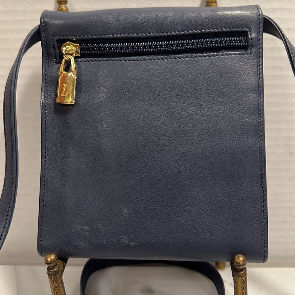 Louvier Paris blue leather crossbody wallet traveling - Picture 12 of 12